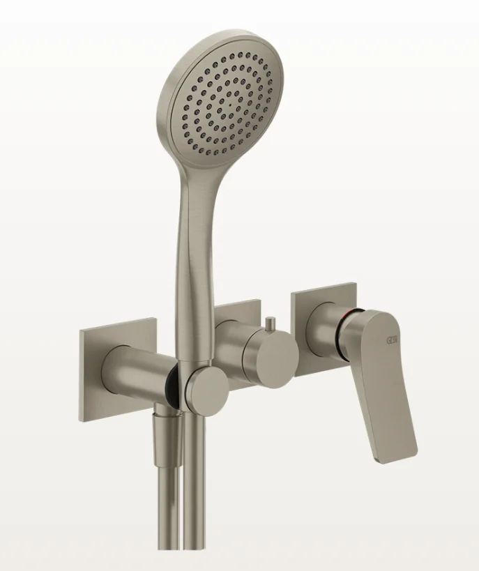 Смеситель для душа, Gessi, Rilievo, на 2 потребителя, цвет-Finox Brushed Nickel
