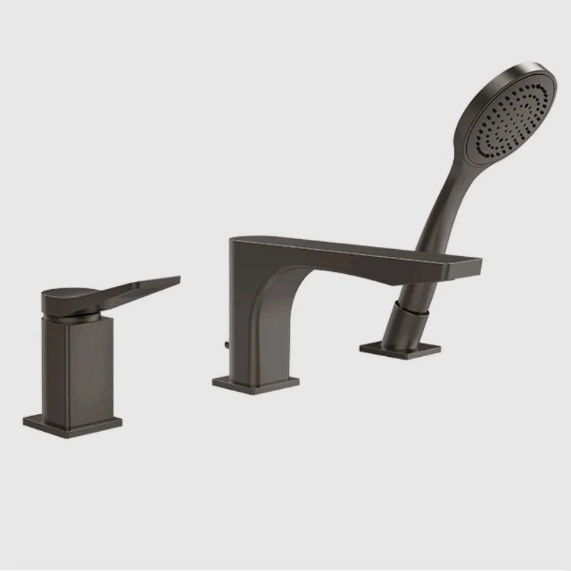 Смеситель для ванны и душа, Gessi, Rilievo, цвет-Black Metal Brushed PVD
