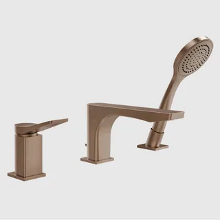 Смеситель для ванны и душа, Gessi, Rilievo, цвет-Copper Brushed PVD