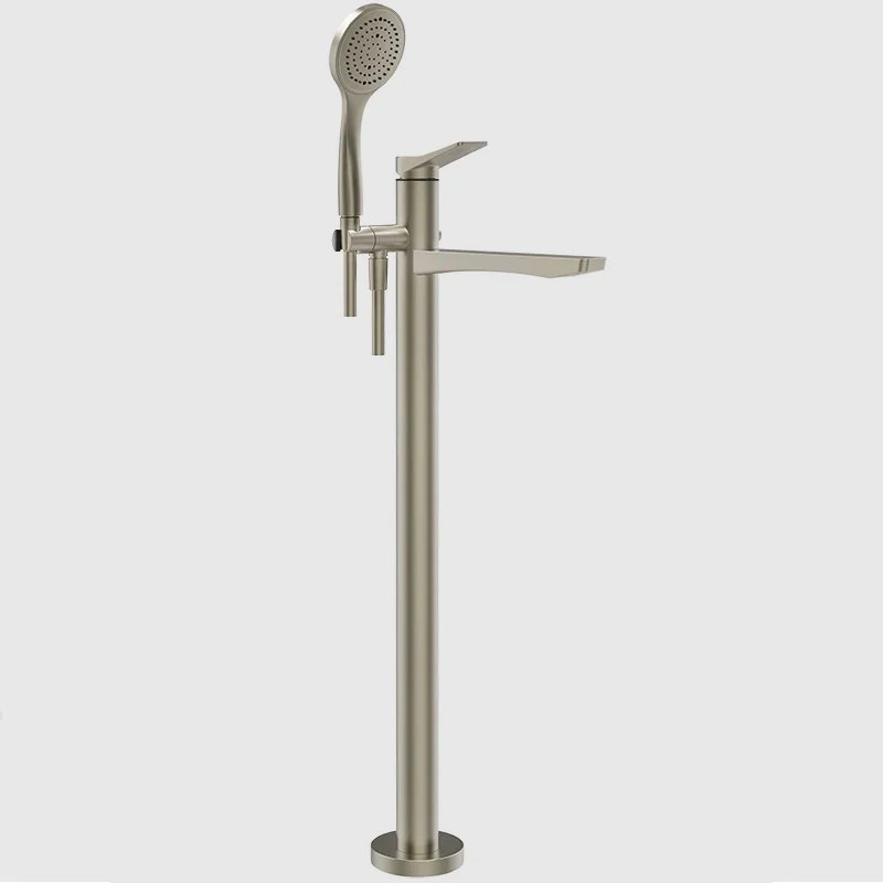 Смеситель для ванны и душа, Gessi, Rilievo, напольный, цвет-Finox Brushed Nickel