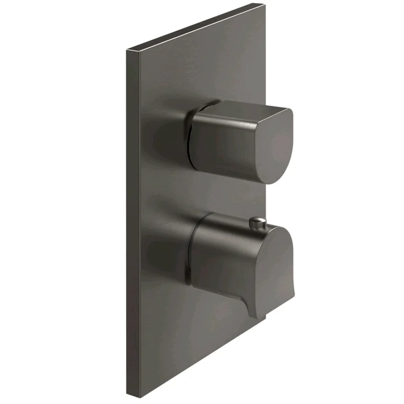 Смеситель для душа, Gessi, Rilievo, на 2 потребителя, цвет-Black Metal Brushed PVD