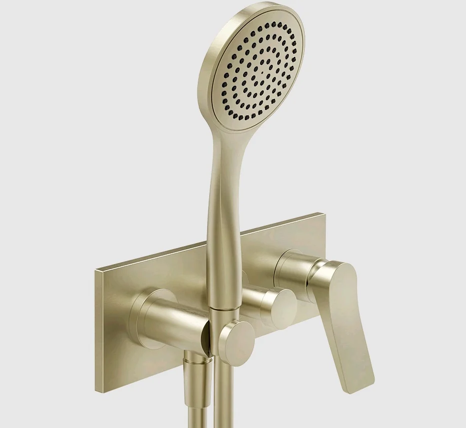 Смеситель для душа, Gessi, Rilievo, на 2 потребителя, цвет-Brushed Brass PVD