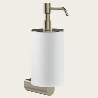 Дозатор для жидкого мыла, Gessi, Rilievo, шгв 75*121*222, цвет дозатора-Finox Brushed Nickel/белый — иконка