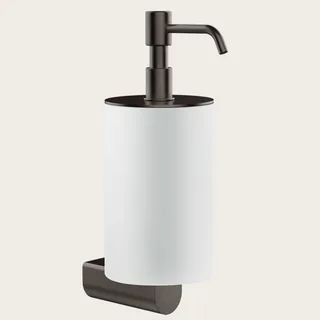 Дозатор для жидкого мыла, Gessi, Rilievo, шгв 75*121*222, цвет дозатора-Black Metal Brushed PVD/белый