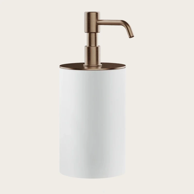 Дозатор для жидкого мыла, Gessi, Rilievo, шгв 75*97*194, цвет дозатора-Copper Brushed PVD/белый