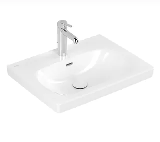 Раковина, Villeroy&Boch, Skyla, шгв 600*460*163, отверстия для смесителя-1 сквозное, 2 промаркированных, цвет-альпийский белый