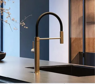 Смеситель для кухни, Gessi, 316 Meccanica, цвет-Warm Bronze Brushed PVD