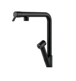 Смеситель для кухни, Gessi, Fisso, со съемный душем, цвет-черный матовый (Matt Black, Nero Opaco)