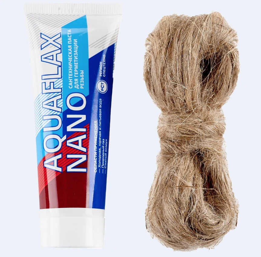 Паста уплотнительная, Aquaflax nano, 270 г тюбик + 40 г лён, набор в пакете