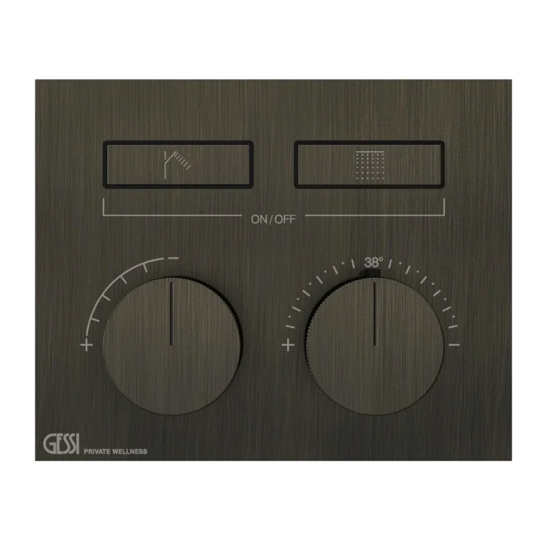 Смеситель для душа, Gessi, HI-FI, на 2 потребителя, цвет-Aged Bronze