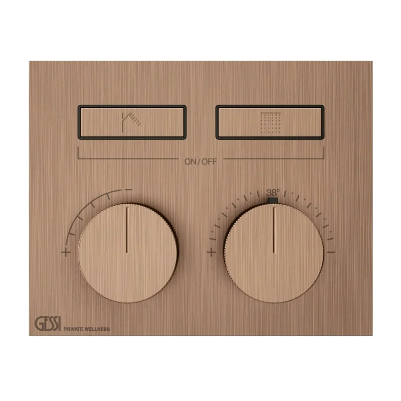 Смеситель для душа, Gessi, HI-FI, на 2 потребителя, цвет-Copper Brushed PVD