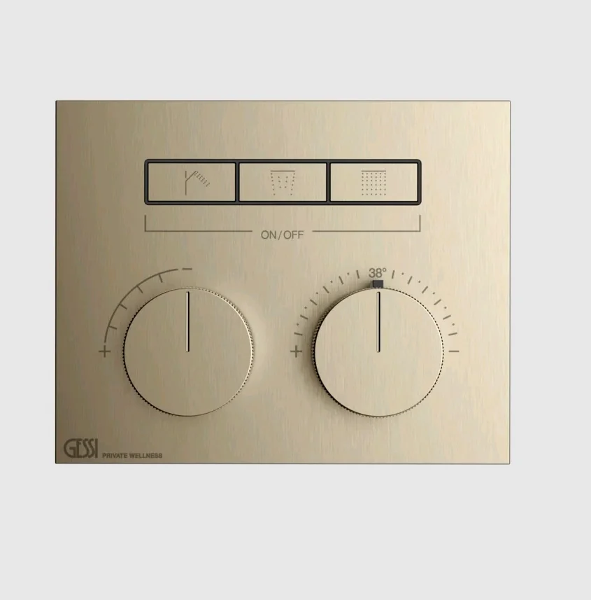 Смеситель для душа, Gessi, HI-FI Compact, на 3 потребителя, цвет-Finox Brushed Nickel
