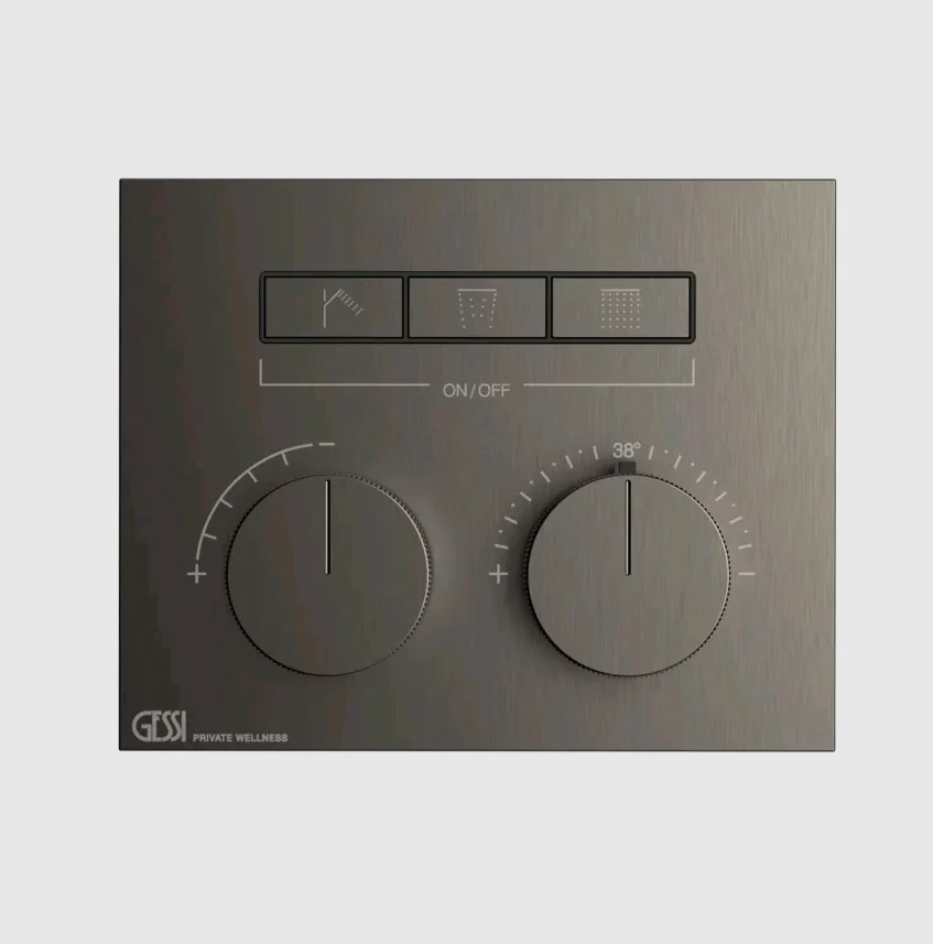 Смеситель для душа, Gessi, HI-FI Compact, на 3 потребителя, цвет-Black Metal Brushed PVD