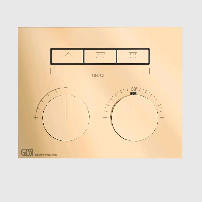 Смеситель для душа, Gessi, HI-FI Compact, на 3 потребителя, цвет-Warm Bronze PVD
