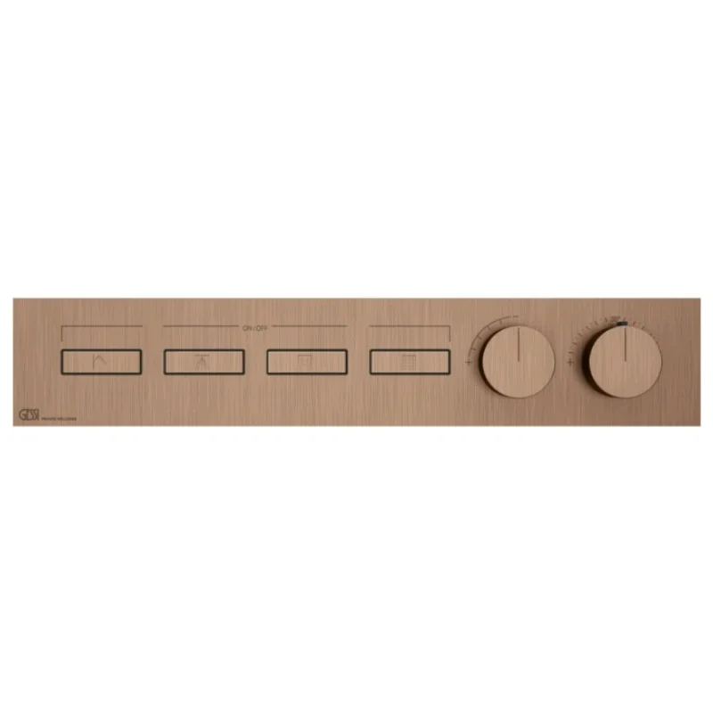 Смеситель для душа, Gessi, HI-FI, на 4 потребителя, цвет-Copper Brushed PVD