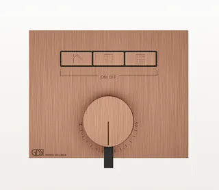Смеситель для душа, Gessi, HI-FI, на 3 потребителя, настенный встраиваемый, цвет-Copper Brushed PVD