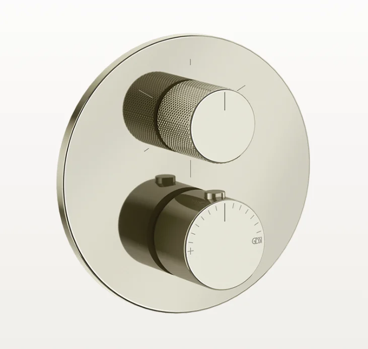 Смеситель для душа, Gessi, Anello, на 3 потребителя, настенный встраиваемый, цвет-никель PVD