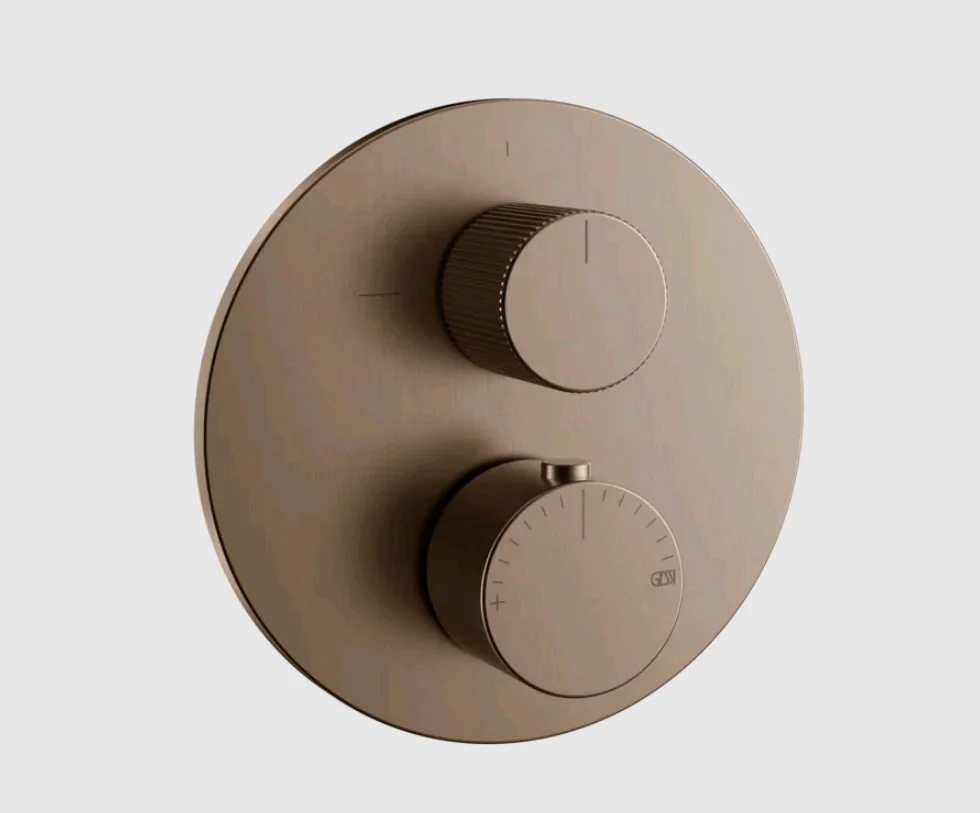 Смеситель для душа, Gessi, Ingranaggio, на 2 потребителя, цвет-Copper Brushed PVD