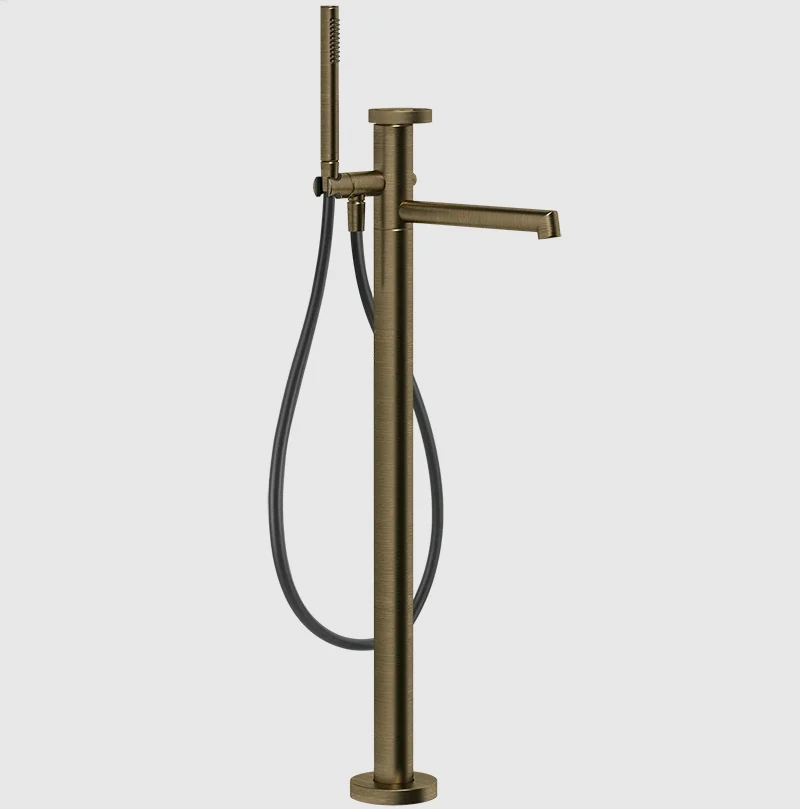 Смеситель для ванны и душа, Gessi, Anello, напольный, цвет-Antique Brass