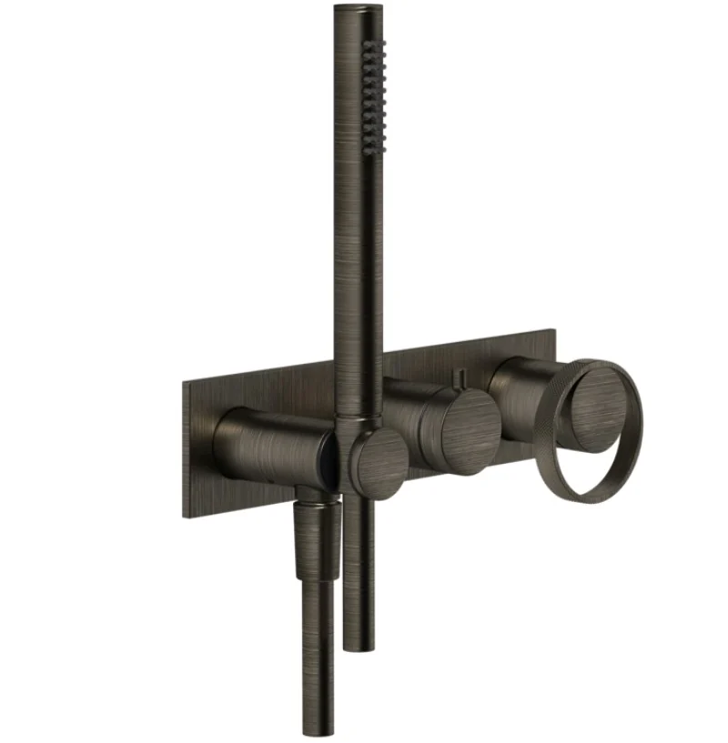 Смеситель для душа, Gessi, Anello, на 2 потребителя, цвет-Aged Bronze