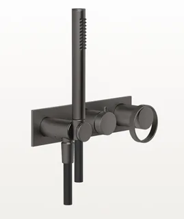 Смеситель для душа, Gessi, Anello, на 2 потребителя, цвет-Black Metal Brushed PVD