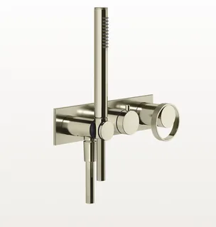 Смеситель для душа, Gessi, Anello, на 2 потребителя, настенный встраиваемый, цвет-никель PVD