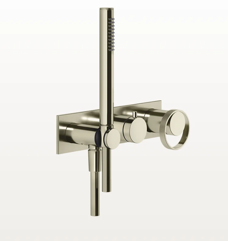 Смеситель для душа, Gessi, Anello, на 2 потребителя, настенный встраиваемый, цвет-никель PVD