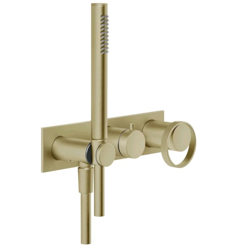 Смеситель для душа, Gessi, Anello, на 2 потребителя, цвет-Brushed Brass PVD