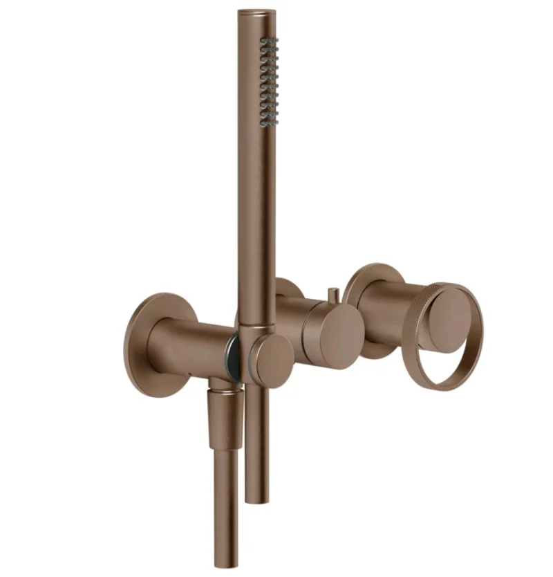 Смеситель для душа, Gessi, Anello, на 2 потребителя, цвет-Copper Brushed PVD