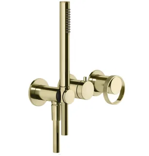 Смеситель для душа, Gessi, Anello, на 2 потребителя, цвет-Brass PVD