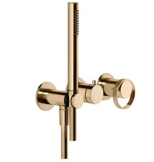 Смеситель для душа, Gessi, Anello, на 2 потребителя, цвет-Warm Bronze PVD