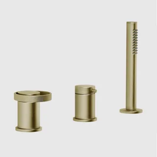 Смеситель для ванны и душа, Gessi, Anello, на 2 потребителя, цвет-Brushed Brass PVD