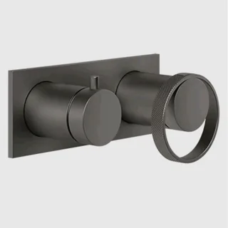 Смеситель для душа, Gessi, Anello, на 2 потребителя, цвет-Black Metal Brushed PVD — иконка