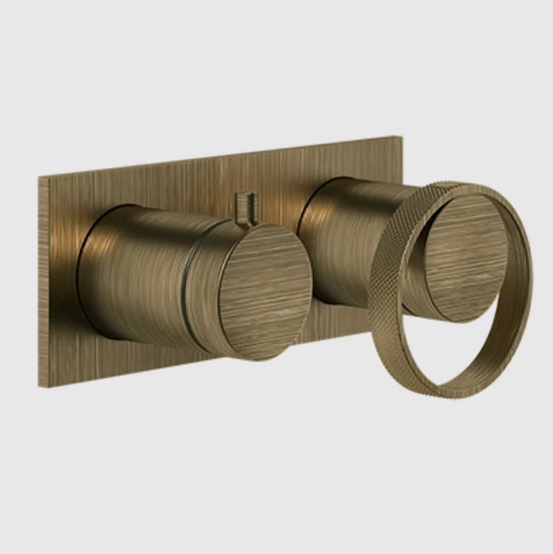 Смеситель для душа, Gessi, Anello, на 2 потребителя, цвет-Antique Brass