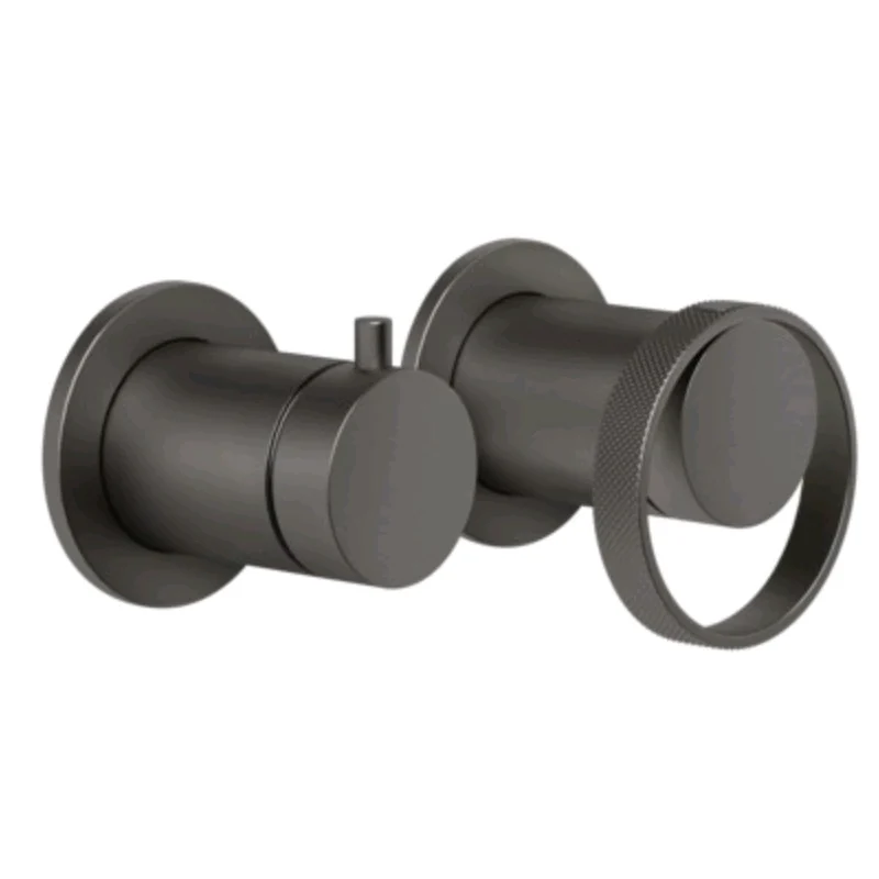 Смеситель для душа, Gessi, Anello, на 2 потребителя, цвет-Black Metal Brushed PVD