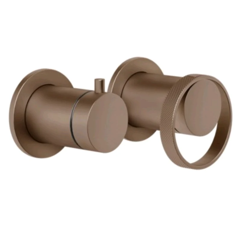 Смеситель для душа, Gessi, Anello, на 2 потребителя, цвет-Copper Brushed PVD