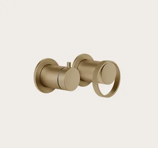 Смеситель для душа, Gessi, Anello, на 2 потребителя, цвет-Warm Bronze Brushed PVD