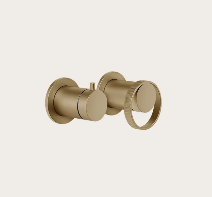 Смеситель для душа, Gessi, Anello, на 2 потребителя, цвет-Warm Bronze Brushed PVD