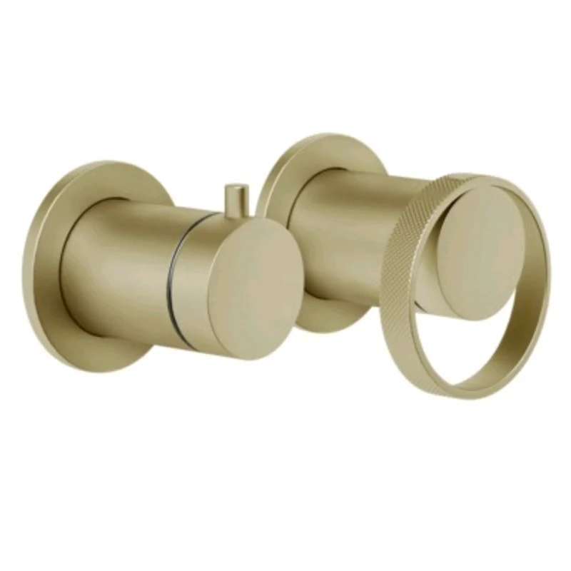 Смеситель для душа, Gessi, Anello, на 2 потребителя, цвет-Brushed Brass PVD