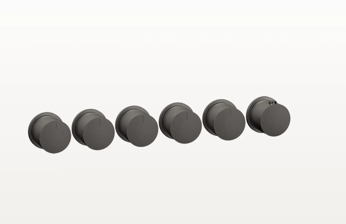 Смеситель для душа, Gessi, Anello, на 5 потребителей, настенный встраиваемый, цвет-Black Metal Brushed PVD