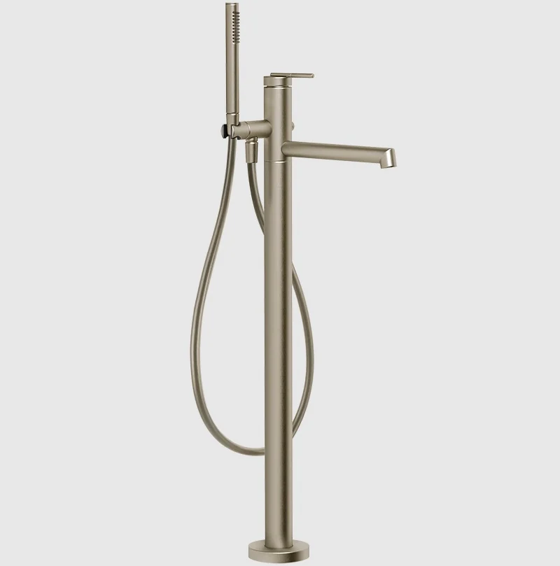 Смеситель для ванны и душа, Gessi, Ingranaggio, напольный, цвет-Finox Brushed Nickel