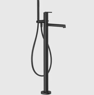 Смеситель для ванны и душа, Gessi, Ingranaggio, напольный, цвет-черный матовый