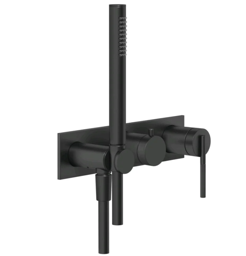 Смеситель для душа, Gessi, Ingranaggio, на 2 потребителя, цвет-Black Metal Brushed PVD