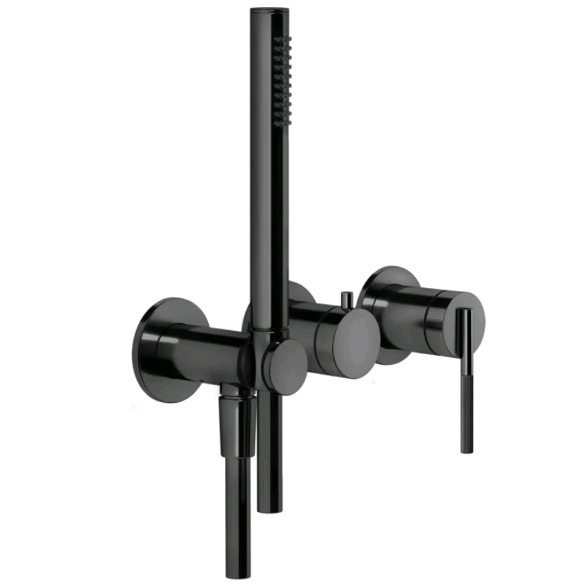 Смеситель для душа, Gessi, Ingranaggio, на 2 потребителя, цвет-Black Metal PVD