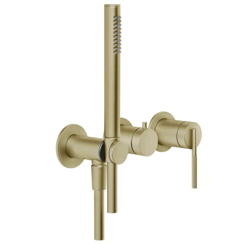 Смеситель для душа, Gessi, Ingranaggio, на 2 потребителя, цвет-Brushed Brass PVD