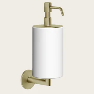 Дозатор для жидкого мыла, Gessi, шгв 75*128*243, цвет дозатора-Brushed Brass PVD/белый — иконка