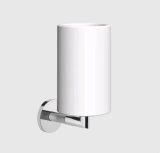 Стакан, Gessi, Anello, шгв 75*107*171, цвет стакана-белый, цвет держателя-хром