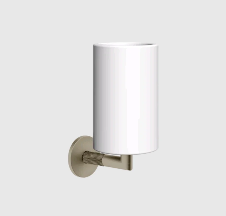 Стакан, Gessi, Anello, шгв 75*107*171, цвет стакана-белый, цвет держателя-Finox Brushed Nickel
