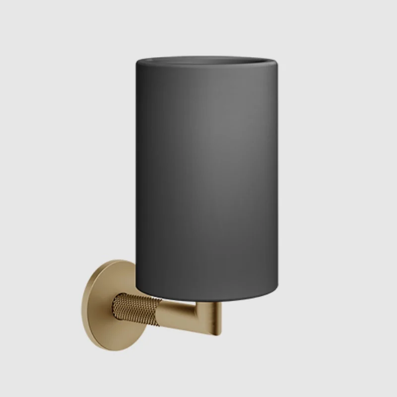 Стакан, Gessi, Anello, шгв 75*107*171, цвет стакана-чёрный, цвет держателя-Copper PVD