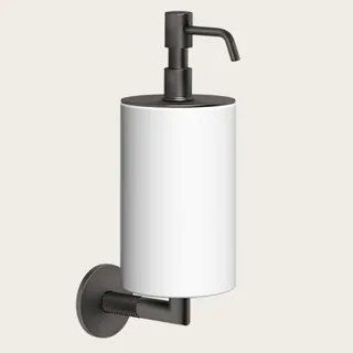Дозатор для жидкого мыла, Gessi, Anello, шгв 75*128*243, цвет дозатора-Black Metal Brushed PVD/белый